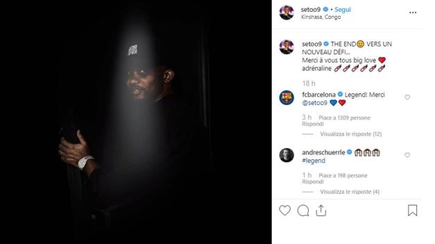 Eto'o addio calcio Instagram SCREEN